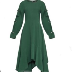BCBG Forest green asymmetrical dress
